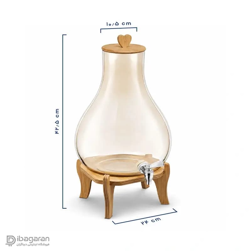 کلمن شیشه ای پایه چوبی ایلیا — تصویر ۲