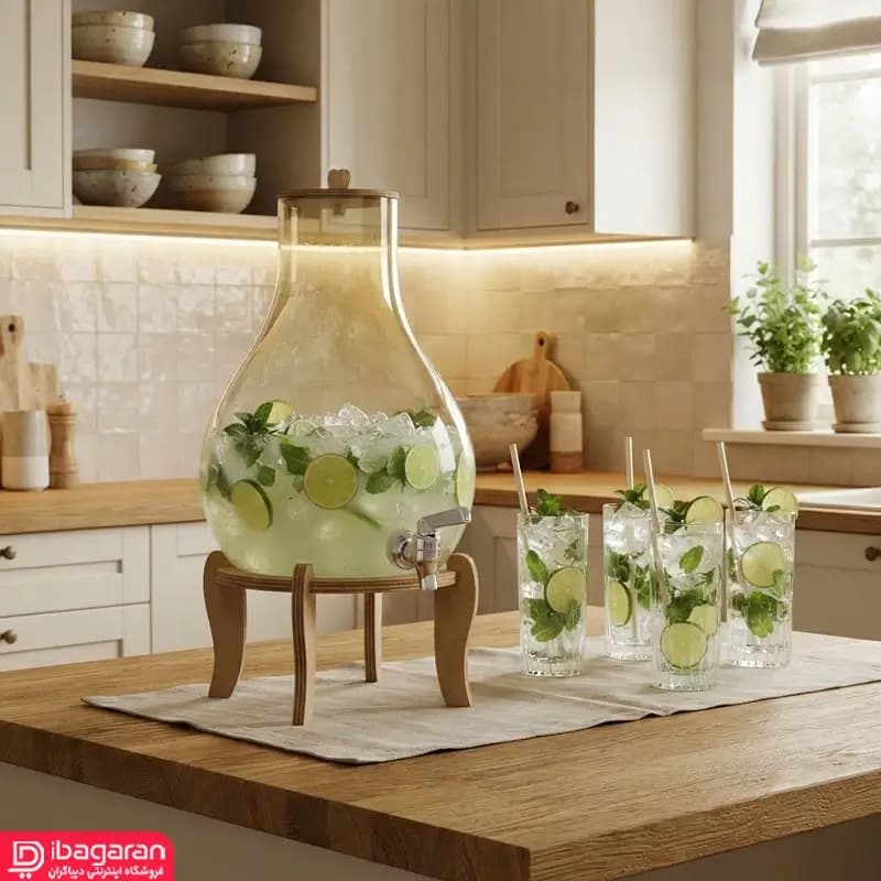 کلمن شیشه ای پایه چوبی ایلیا — تصویر ۸