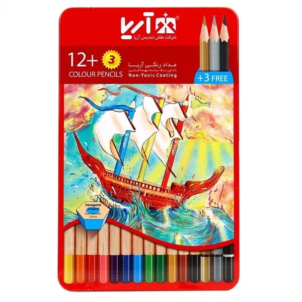 مداد رنگی 3+12 رنگ آریا 3021