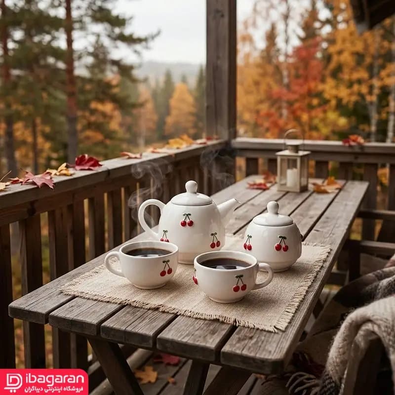 ست چای خوری سرامیکی 2 نفره طرح آلبالو
