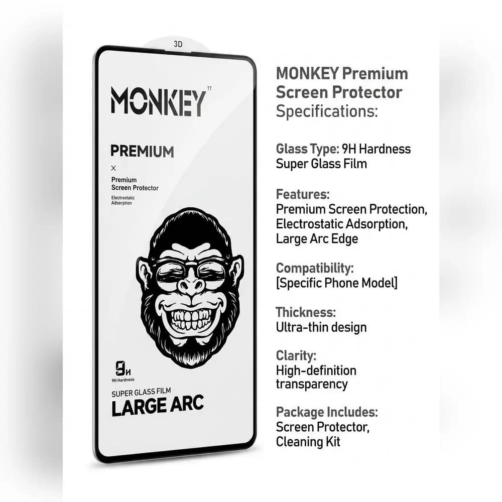 گلس محافظ صفحه MONKEY PREMIUM مدل ضد خش 9H مناسب برای مدل گوشی‌ سامسونگ A57 — تصویر ۳