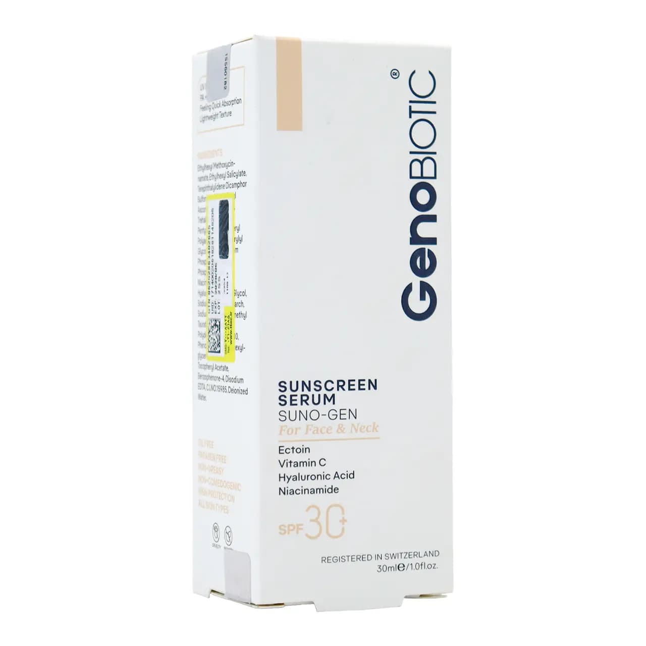سرم ضد آفتاب صورت و گردن ژنوبایوتیک SPF30