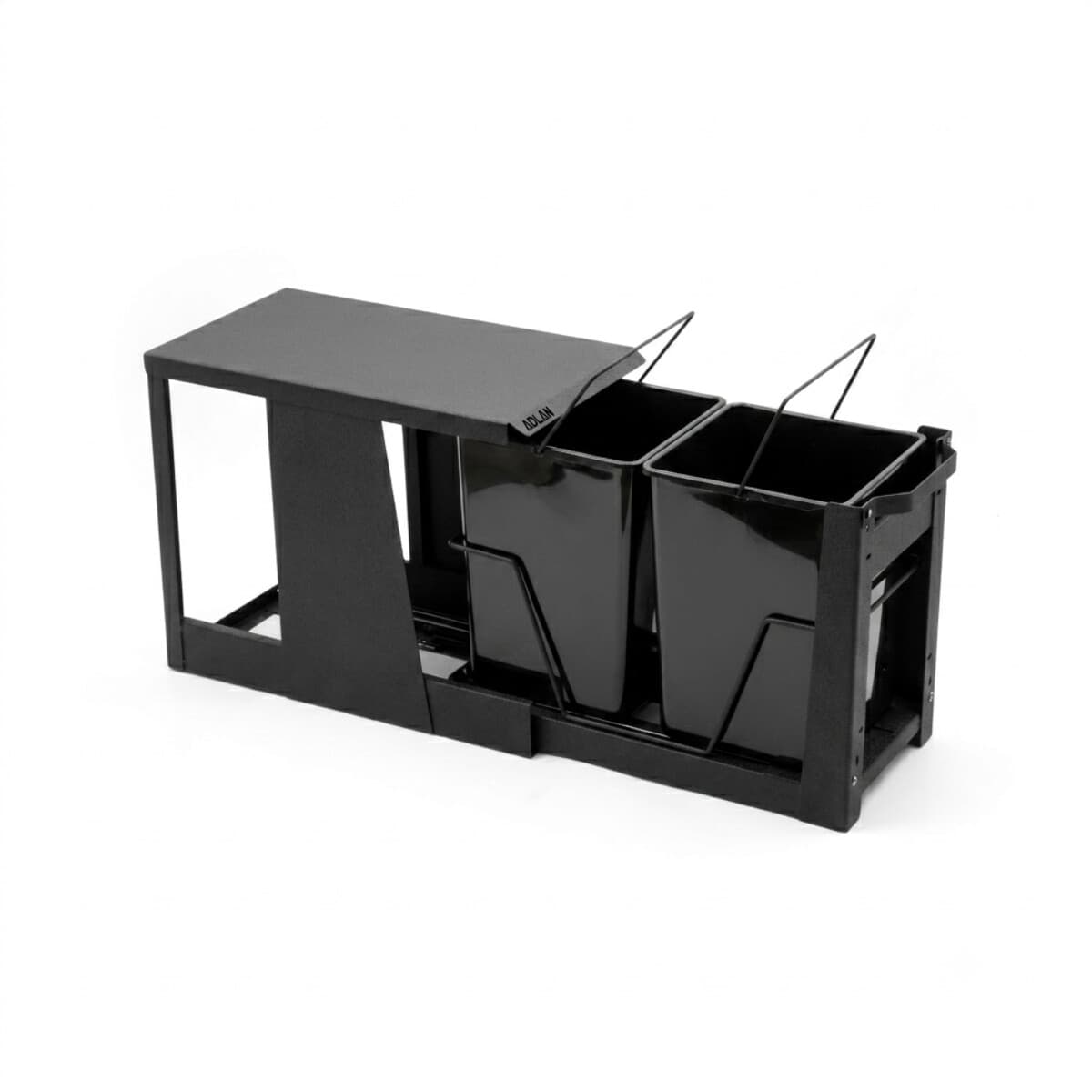 سطل زباله مشکی دومخزنه کوچک ریل کف تاندم (24لیتری) – دیاکو