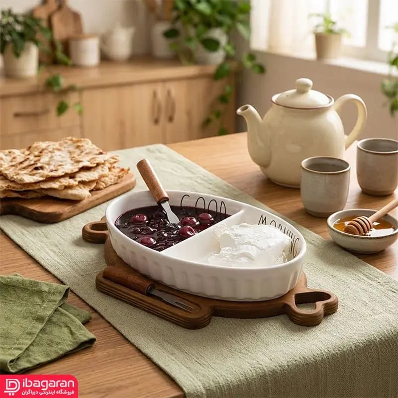 اردو خوری سرامیکی با پایه چوبی — تصویر ۵