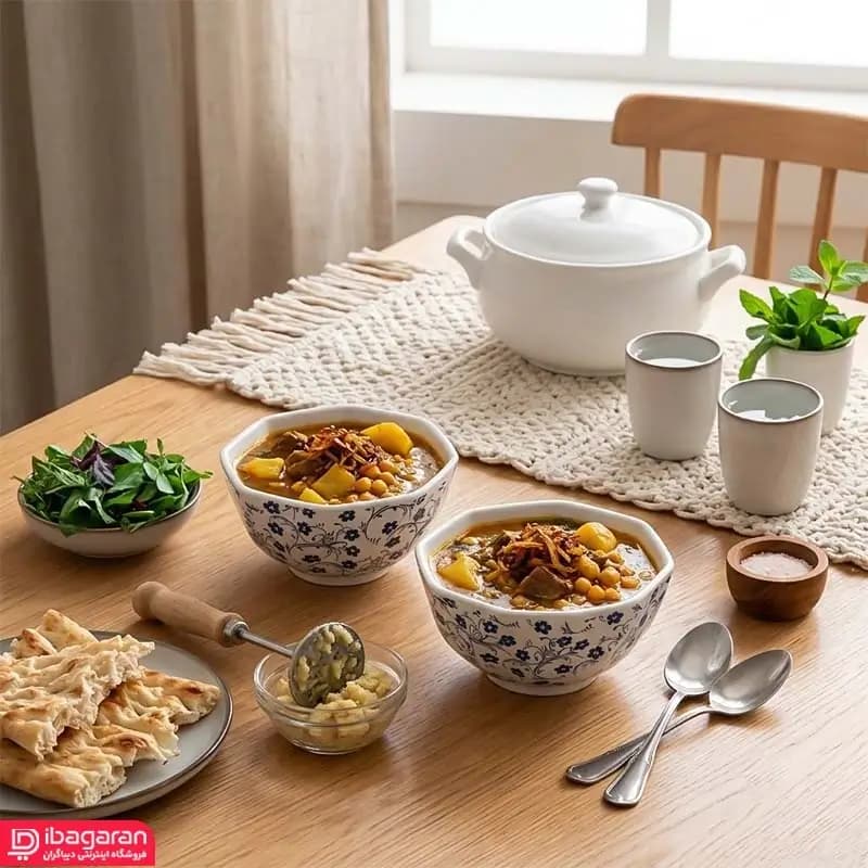 ست دو عددی آبگوشت خوری شکوفه آبی — تصویر ۵