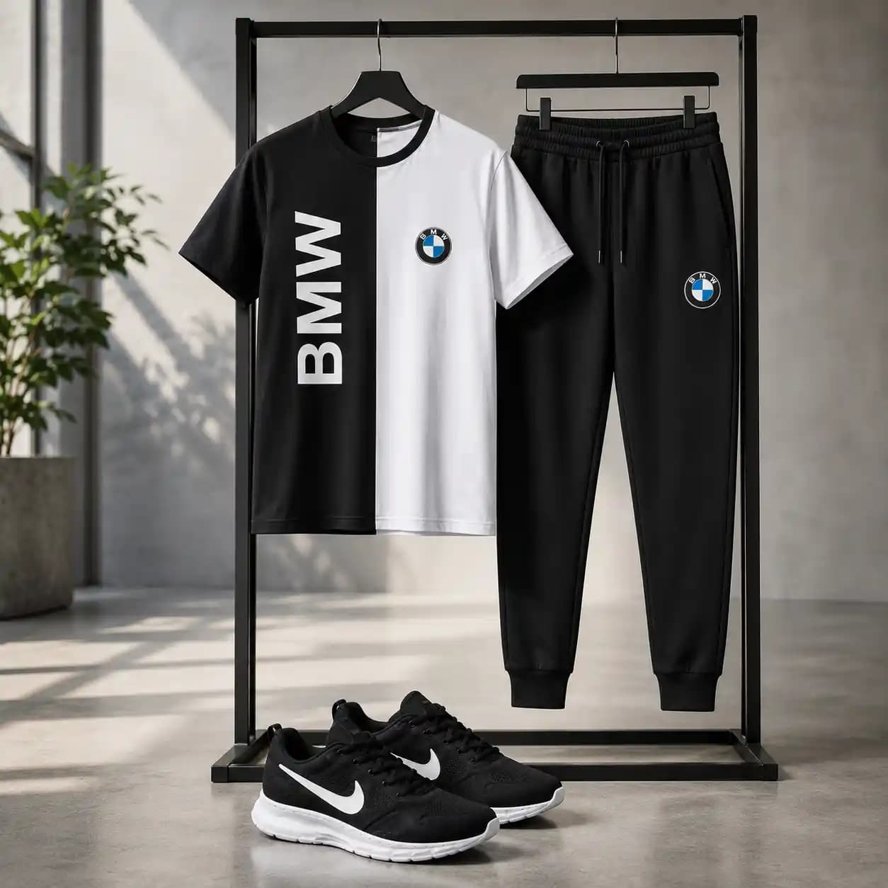 پکیج ست تیشرت شلوار bmw مردانه مدل Noman کفش ورزشی مدل Pavlo — تصویر ۲