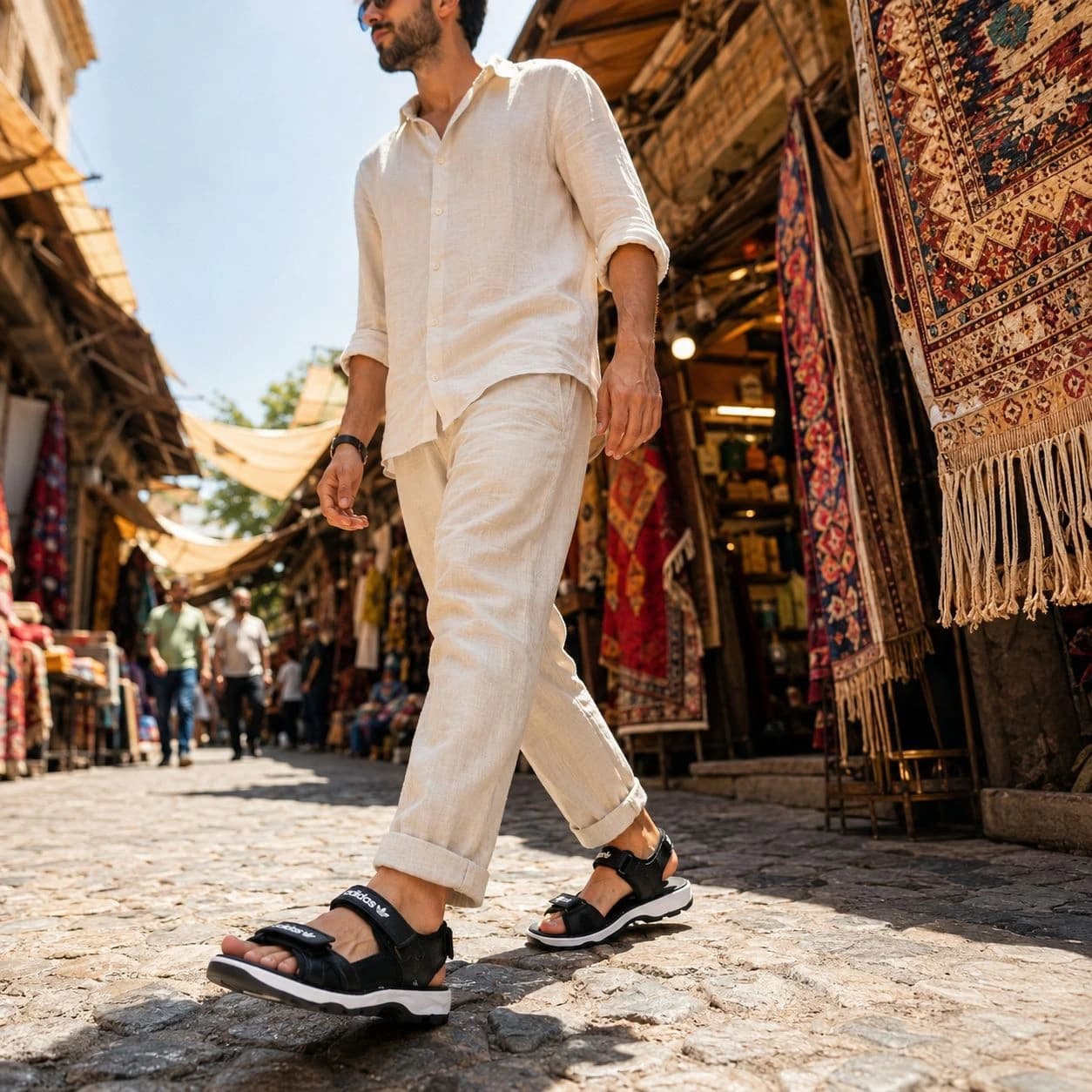 کفش صندل مردانه مدل Adidas-مشکی — تصویر ۳