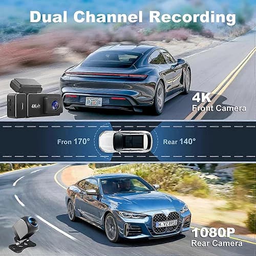 دوربین ثبت وقایع خودرو 2 لنزه 4K وای‌ فای‌ دار wifi مدل Dash Cam L39 DVR — تصویر ۵