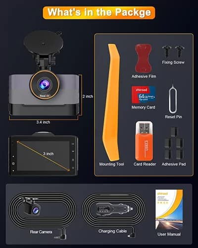 دوربین ثبت وقایع خودرو جلو و عقب 4K وای فای‌ دار مدل Dash Cam L33 DVR — تصویر ۶