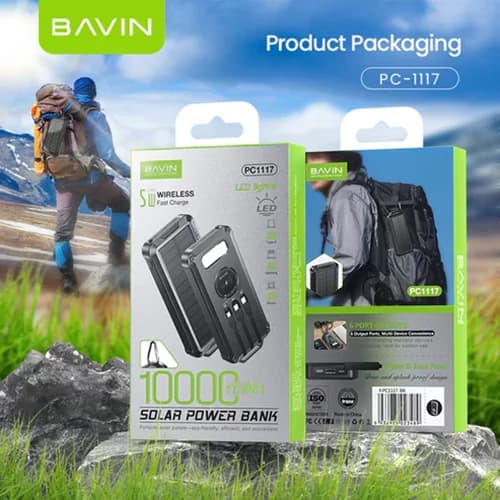 پاور بانک خورشیدی باوین ظرفیت 10000 میلیآمپر مدل BAVIN Y-PC1117 — تصویر ۲