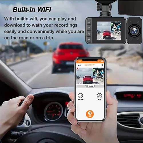 دوربین ثبت وقایع خودرو 3 لنز وای فای دار مدل 3CAMERAS DASH CAMERA — تصویر ۴