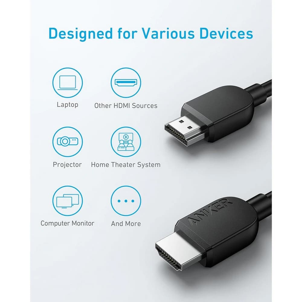 کابل hdmi انکر مدل Anker A8742 طول 1/8 با گارانتی 18 ماه شرکتی مشکی — تصویر ۴