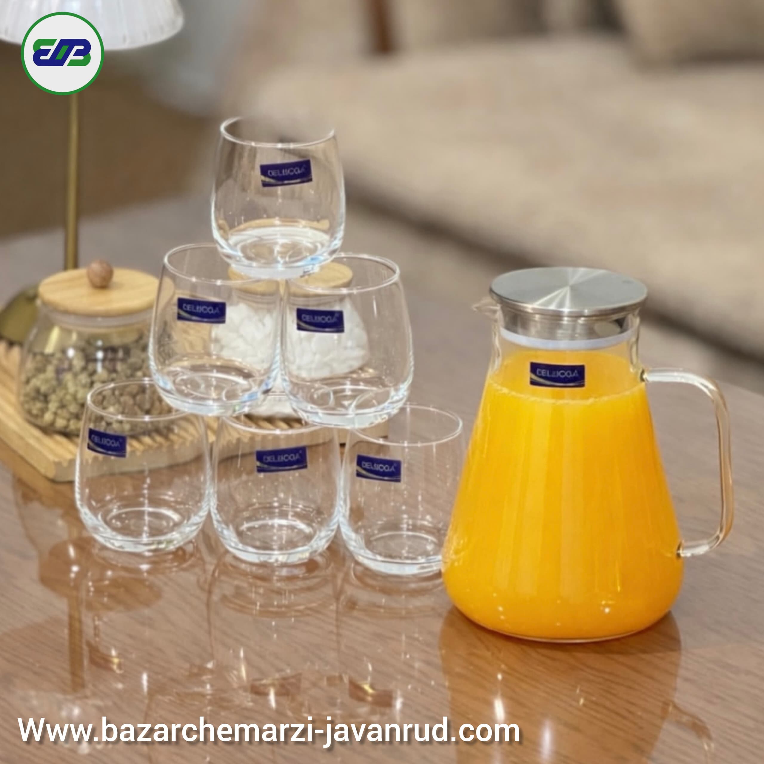 پارچ و لیوان پیرکس دلی طرح ساده لیوان ته سنگین مدل | DELI GPH32-1700/L7
