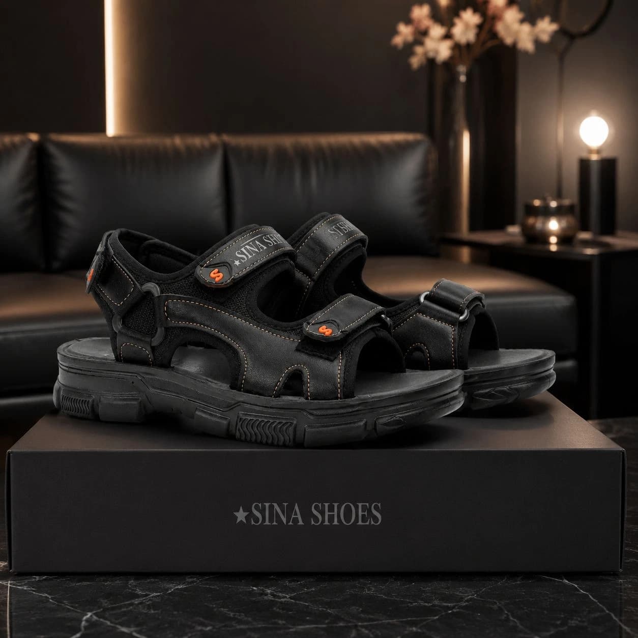 کفش صندل مردانه تابستانی مدل Sina Shoes -مشکی — تصویر ۴