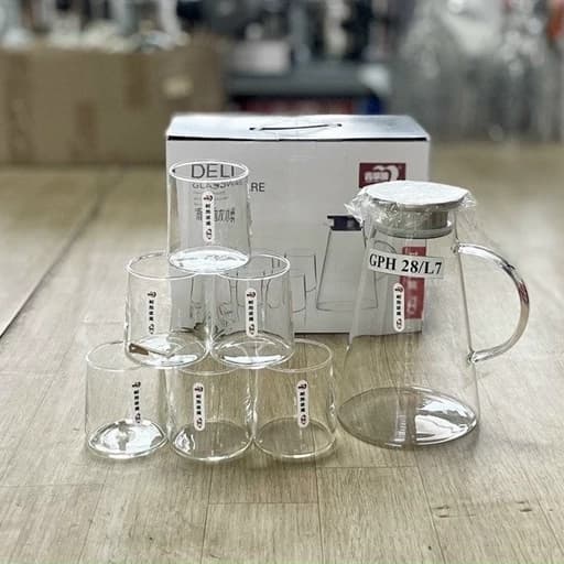 پارچ و لیوان پیرکس دلی طرح ساده مدل | DELI GPH28/L7 320ML — تصویر ۵