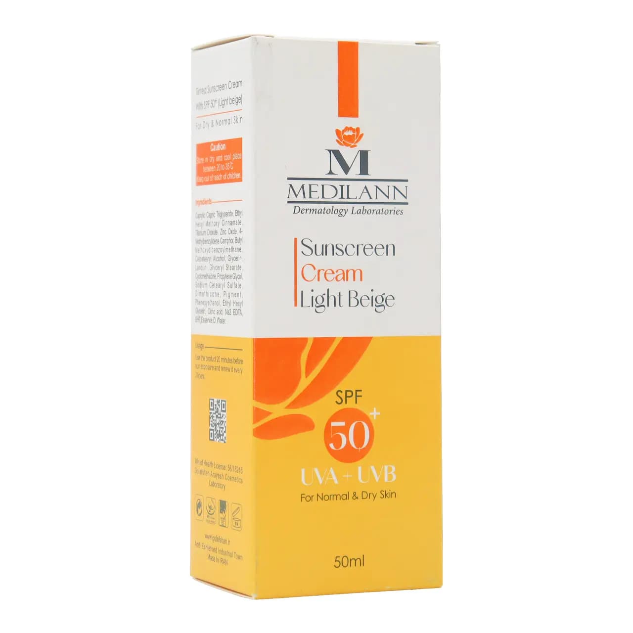 کرم ضد آفتاب رنگی پوست خشک مدیلن SPF 50+