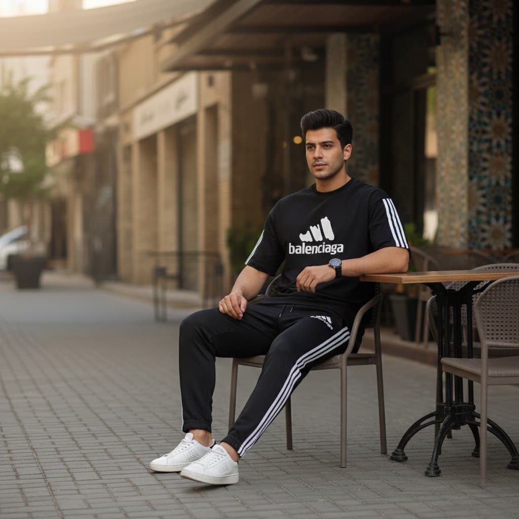 ست تیشرت و شلوار مردانه بالنسیگا مدل Sorena-مشکی — تصویر ۵