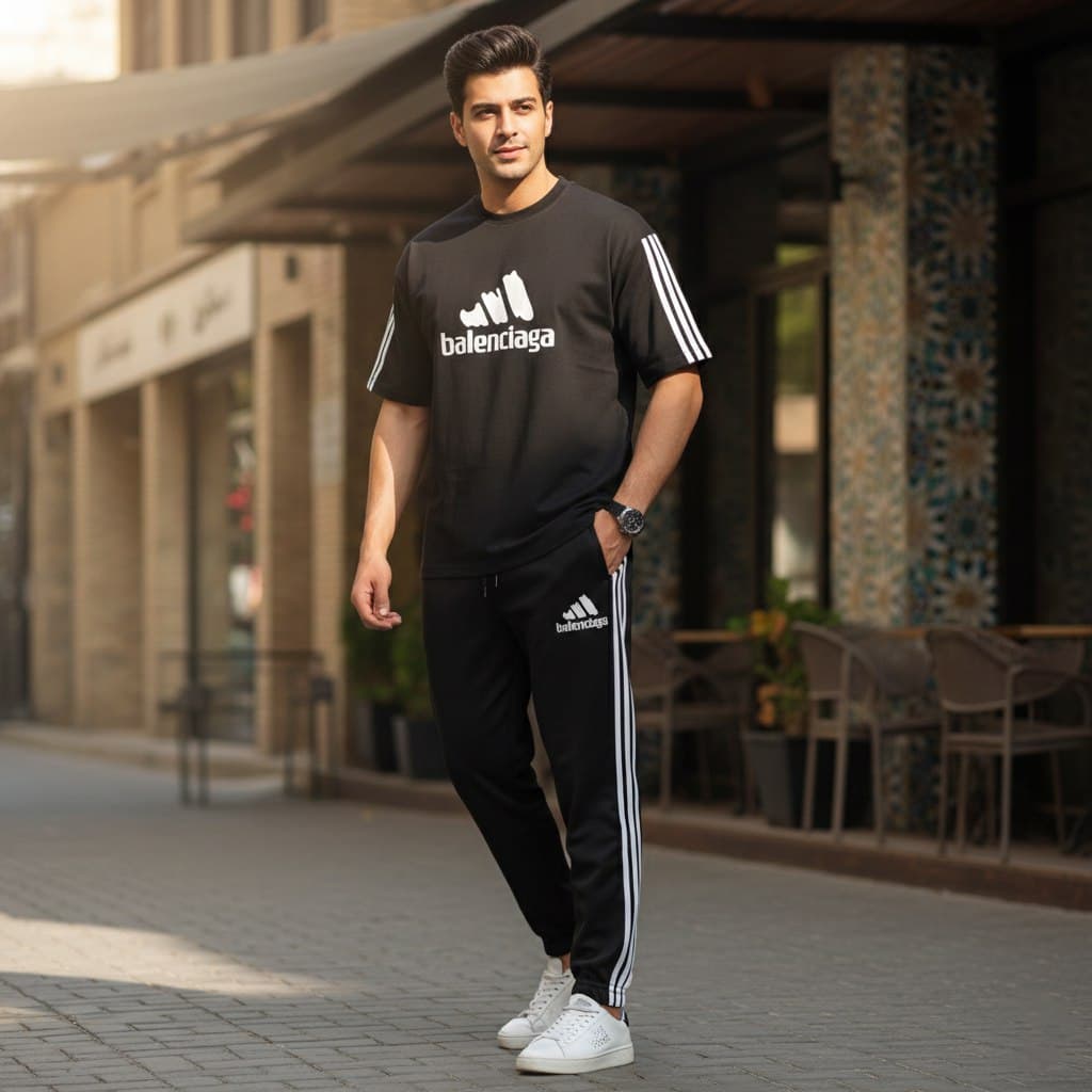 ست تیشرت و شلوار مردانه بالنسیگا مدل Sorena-مشکی — تصویر ۲