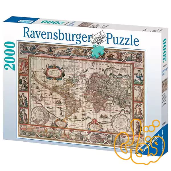 پازل 2000 قطعه نقشه جهان از سال ۱۶۵۰ میلادی رونزبرگر Map of the World from 1650 16633