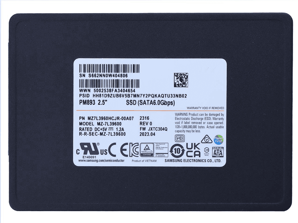 اس اس دی سرور سامسونگ مدل SAMSUNG PM893 ظرفیت 480 گیگابایت — تصویر ۵