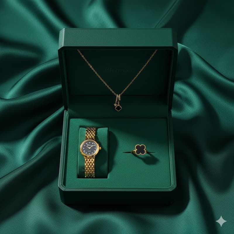 ست زنانه ساعت و گردنبند و انگشتر مدل Van Cleef — تصویر ۵