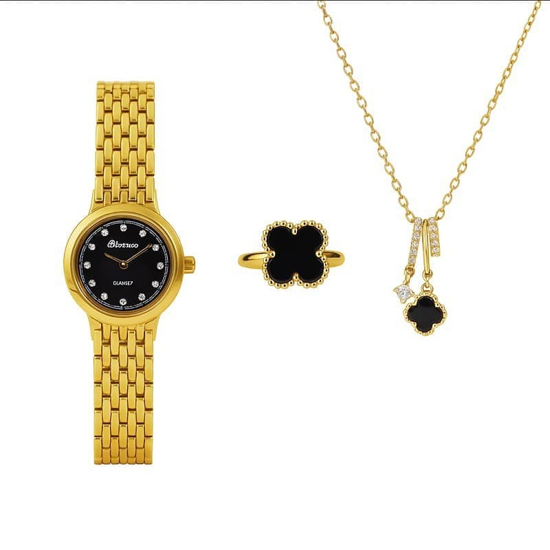 ست زنانه ساعت و گردنبند و انگشتر مدل Van Cleef