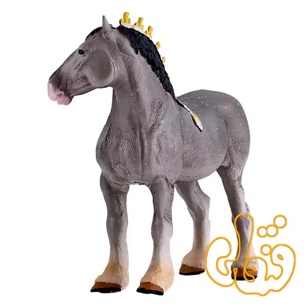 فیگور اسب شایر خاکستری خالدار موجو Shire Horse Dapple Grey 381068 — تصویر ۴