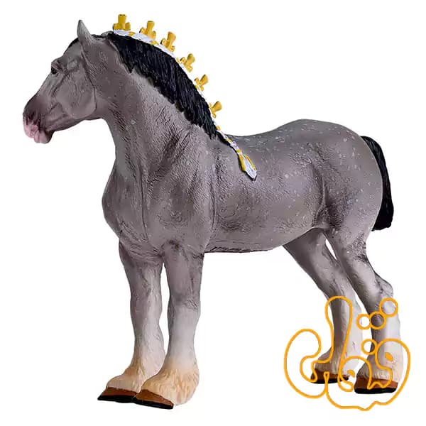 فیگور اسب شایر خاکستری خالدار موجو Shire Horse Dapple Grey 381068 — تصویر ۵