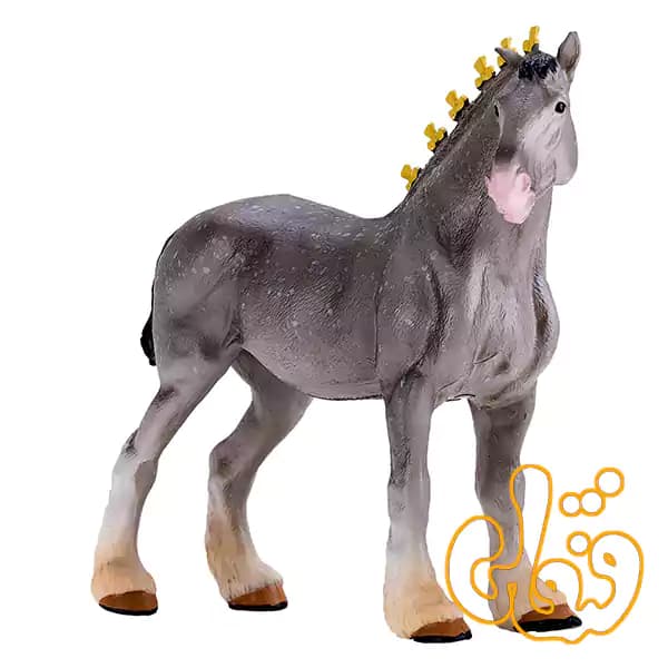 فیگور اسب شایر خاکستری خالدار موجو Shire Horse Dapple Grey 381068 — تصویر ۳