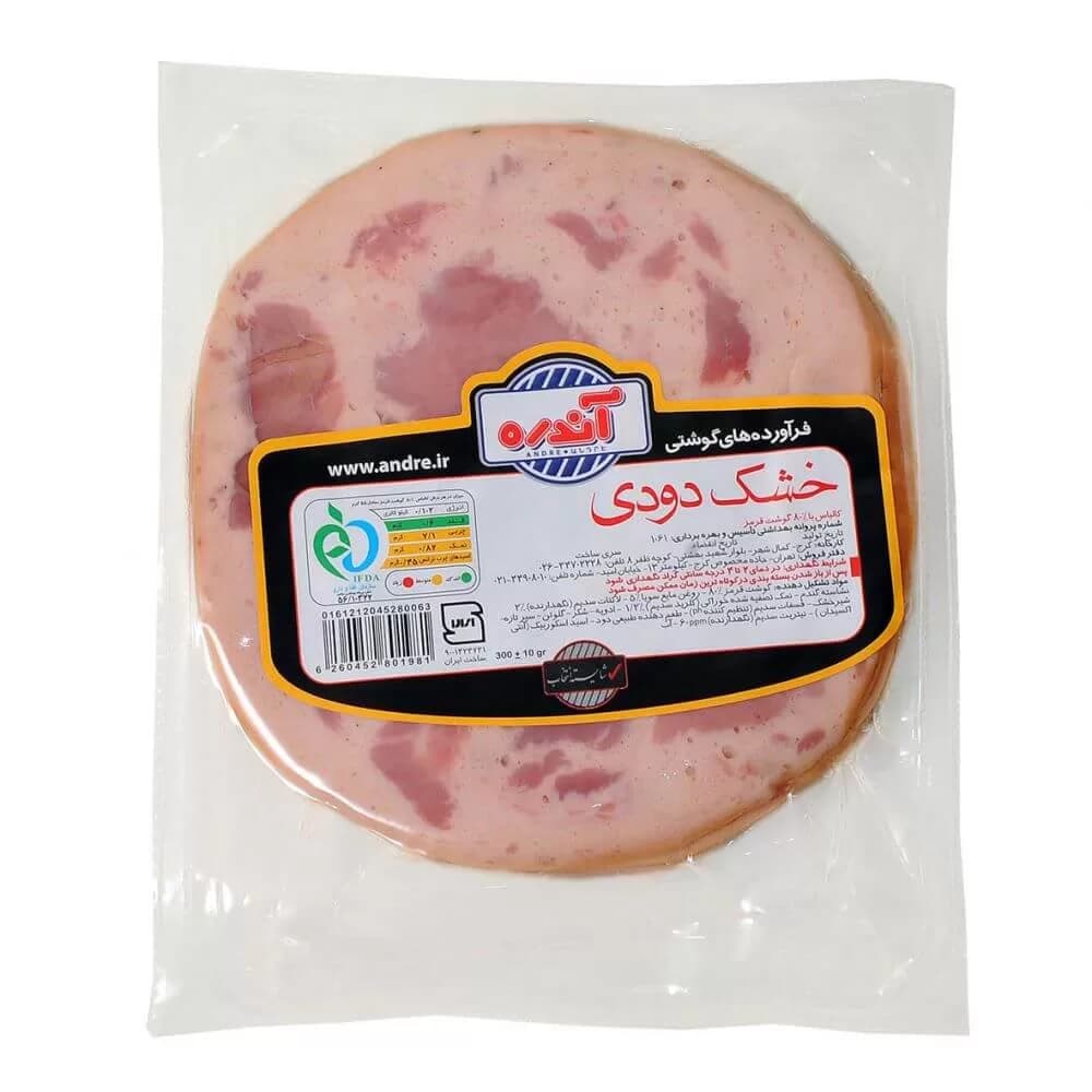 کالباس خشک دودی 80 درصد گوشت آندره وزن 300 گرم