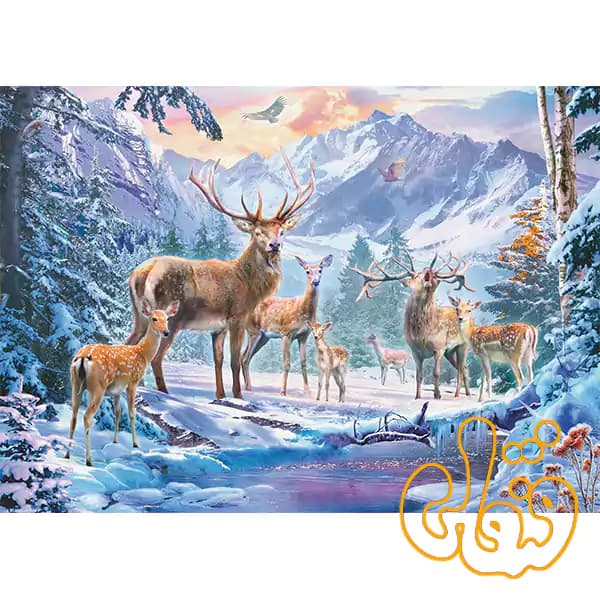پازل 1000 قطعه گوزن و آهو در زمستان رونزبرگر Deer and stags in winter 12000888 — تصویر ۲