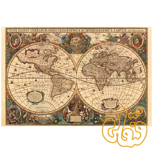 پازل 5000 قطعه رونزبرگر نقشه جهان عتیقه هنریکوس هوندیوس 1630 Antique World Map Henricus Hondius 1630 17411 — تصویر ۲