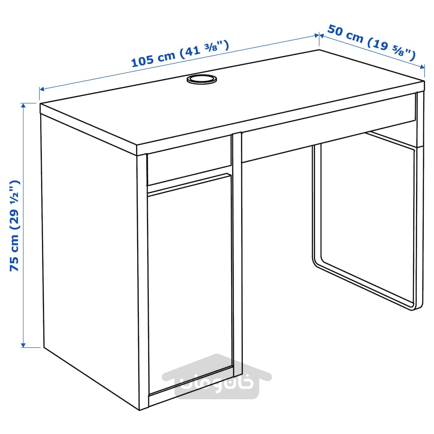 میز تحریر ایکیا مدل IKEA MICKE رنگ آنتراسیت/قرمز