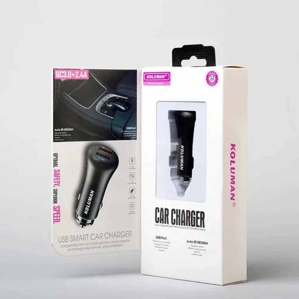شارژر فندکی 20 وات کلومن مدل Koluman KC-C02 با دو خروجی USB به همراه کابل USB-C با گارانتی 12 ماهه شرکتی — تصویر ۳