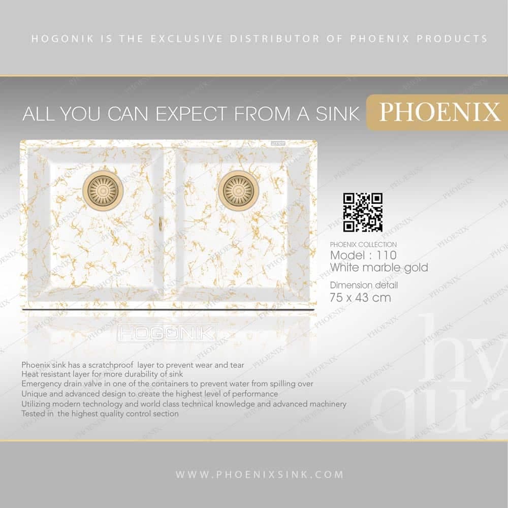 سینک گرانیتی فونیکس (PHOENIX) مدل 110 – دارای 14 رنگ — تصویر ۳