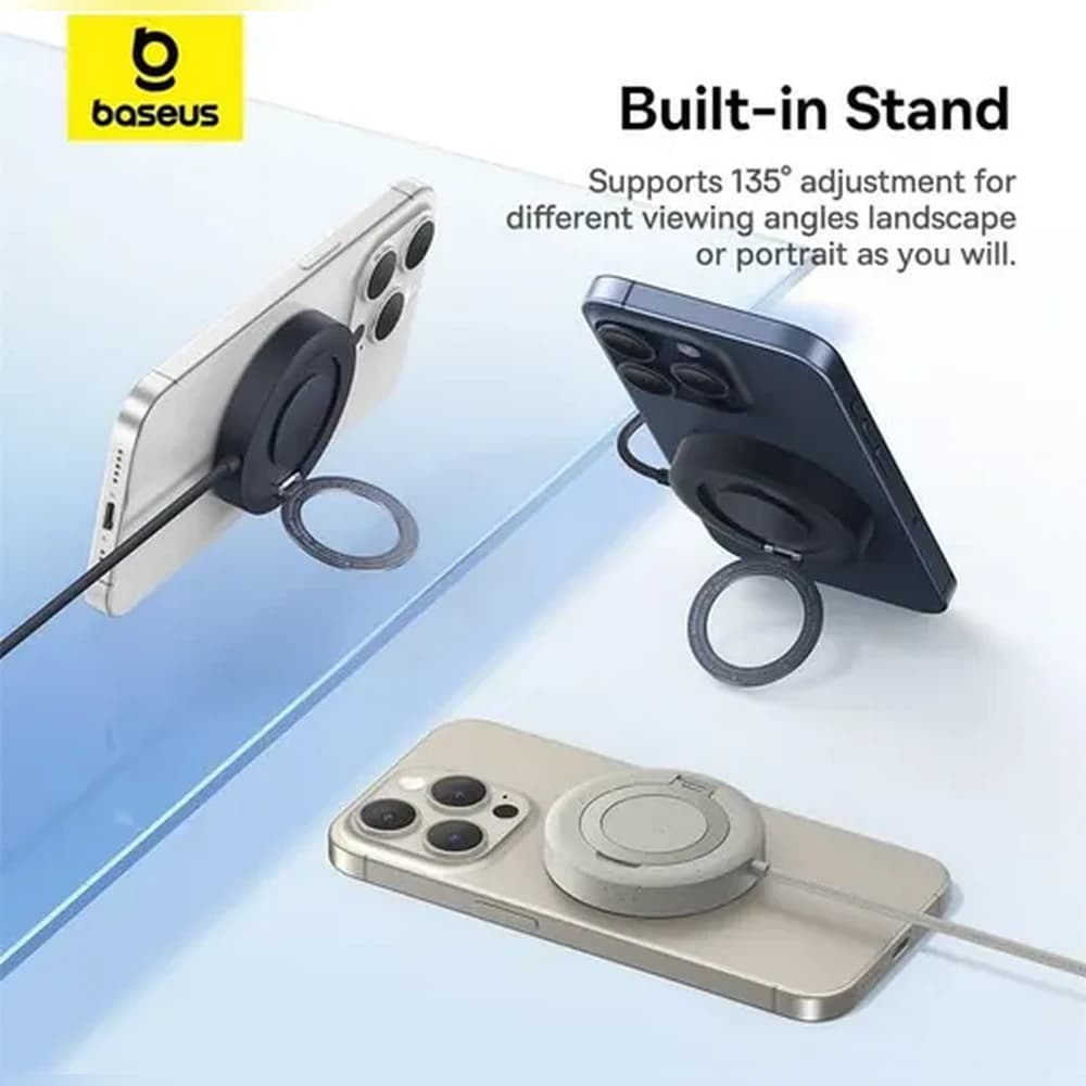 شارژر بی سیم 15 وات باسئوس مدل Baseus Simple Mini 4 Magnetic Wireless Charging Stand Qi2 15W با گارانتی 24 ماهه شرکتی — تصویر ۵