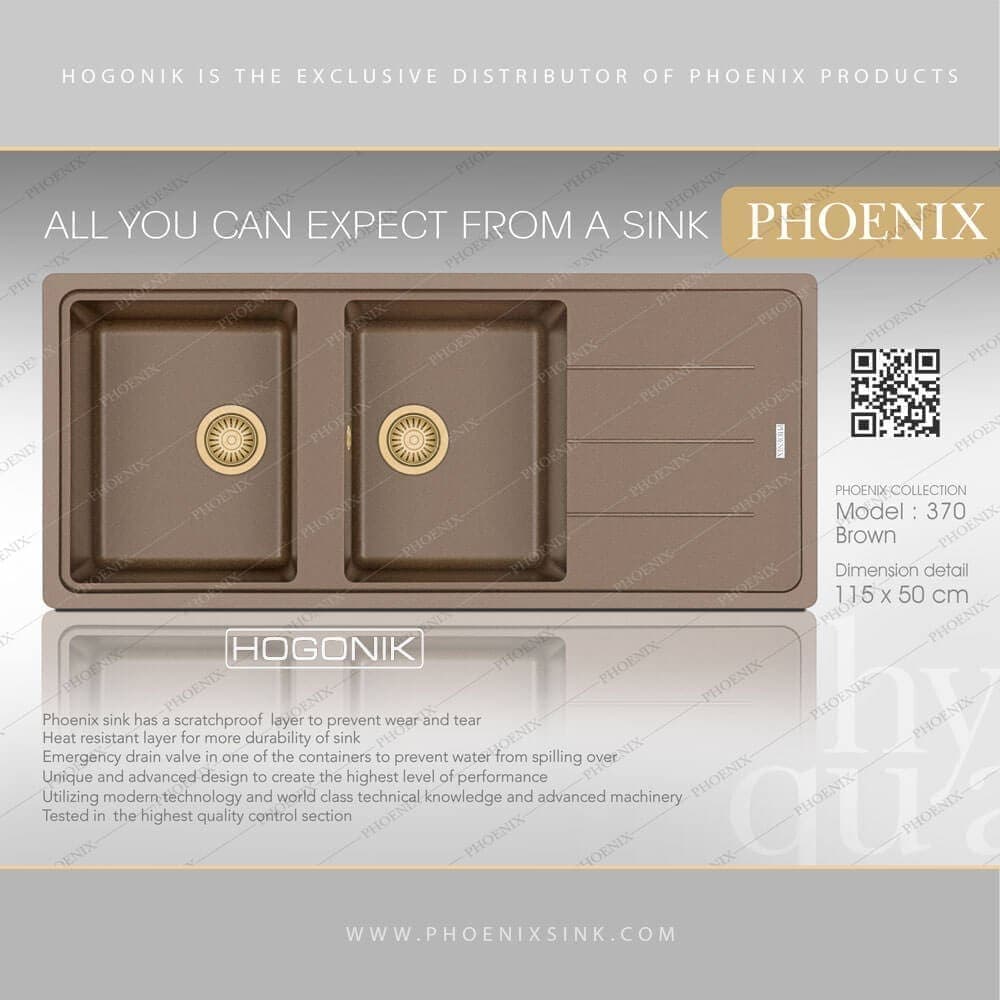 سینک گرانیتی فونیکس (PHOENIX) مدل 370 – دارای 14 رنگ — تصویر ۶