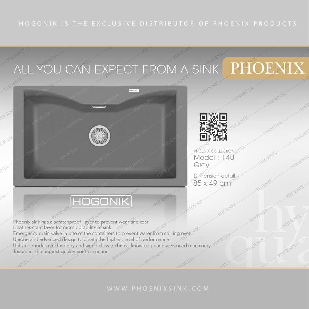 سینک گرانیتی فونیکس (PHOENIX) مدل 140 – دارای 14 رنگ — تصویر ۶