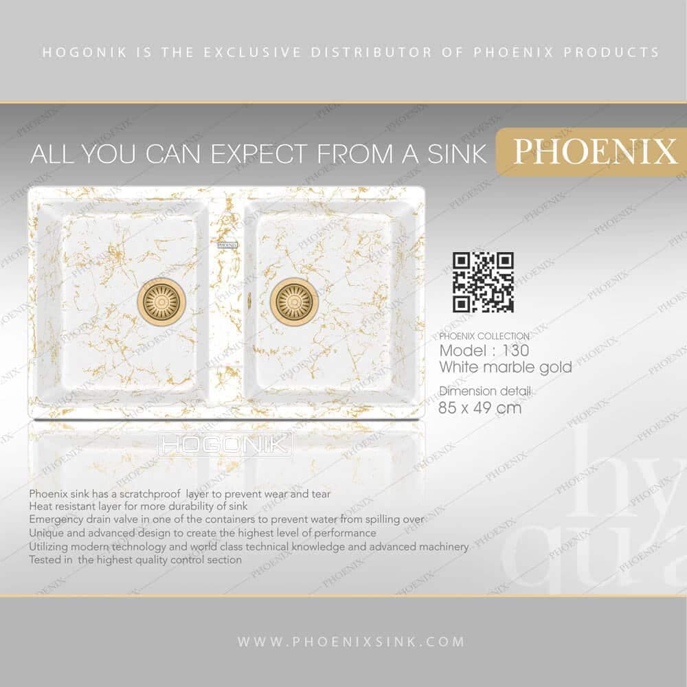 سینک گرانیتی فونیکس (PHOENIX) مدل 130 – دارای 14 رنگ — تصویر ۴