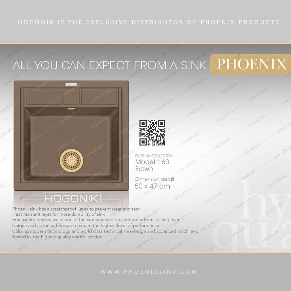 سینک گرانیتی فونیکس (PHOENIX) مدل 60 – دارای 14 رنگ — تصویر ۵