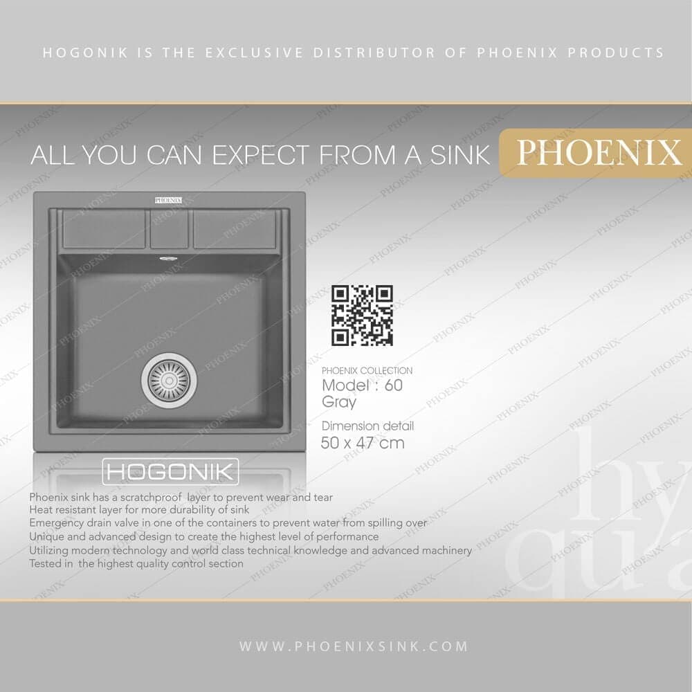 سینک گرانیتی فونیکس (PHOENIX) مدل 60 – دارای 14 رنگ — تصویر ۳
