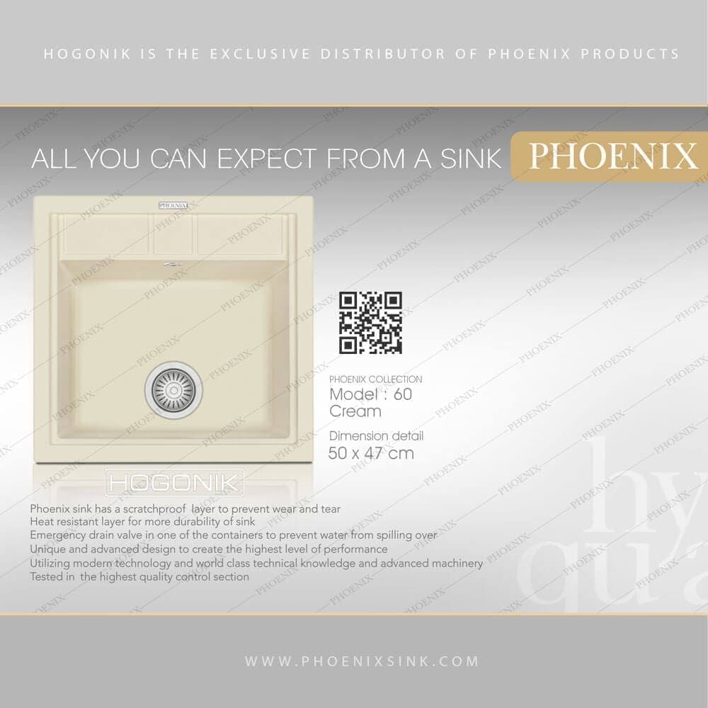 سینک گرانیتی فونیکس (PHOENIX) مدل 60 – دارای 14 رنگ — تصویر ۴