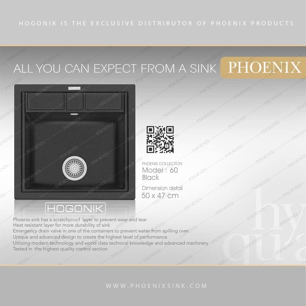 سینک گرانیتی فونیکس (PHOENIX) مدل 60 – دارای 14 رنگ — تصویر ۶