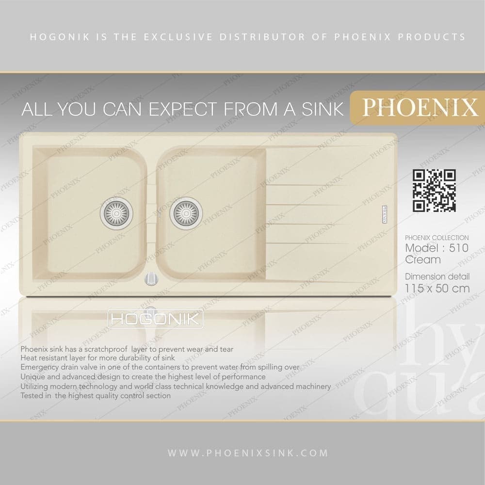 سینک گرانیتی فونیکس (PHOENIX) مدل 510 – دارای 14 رنگ — تصویر ۶