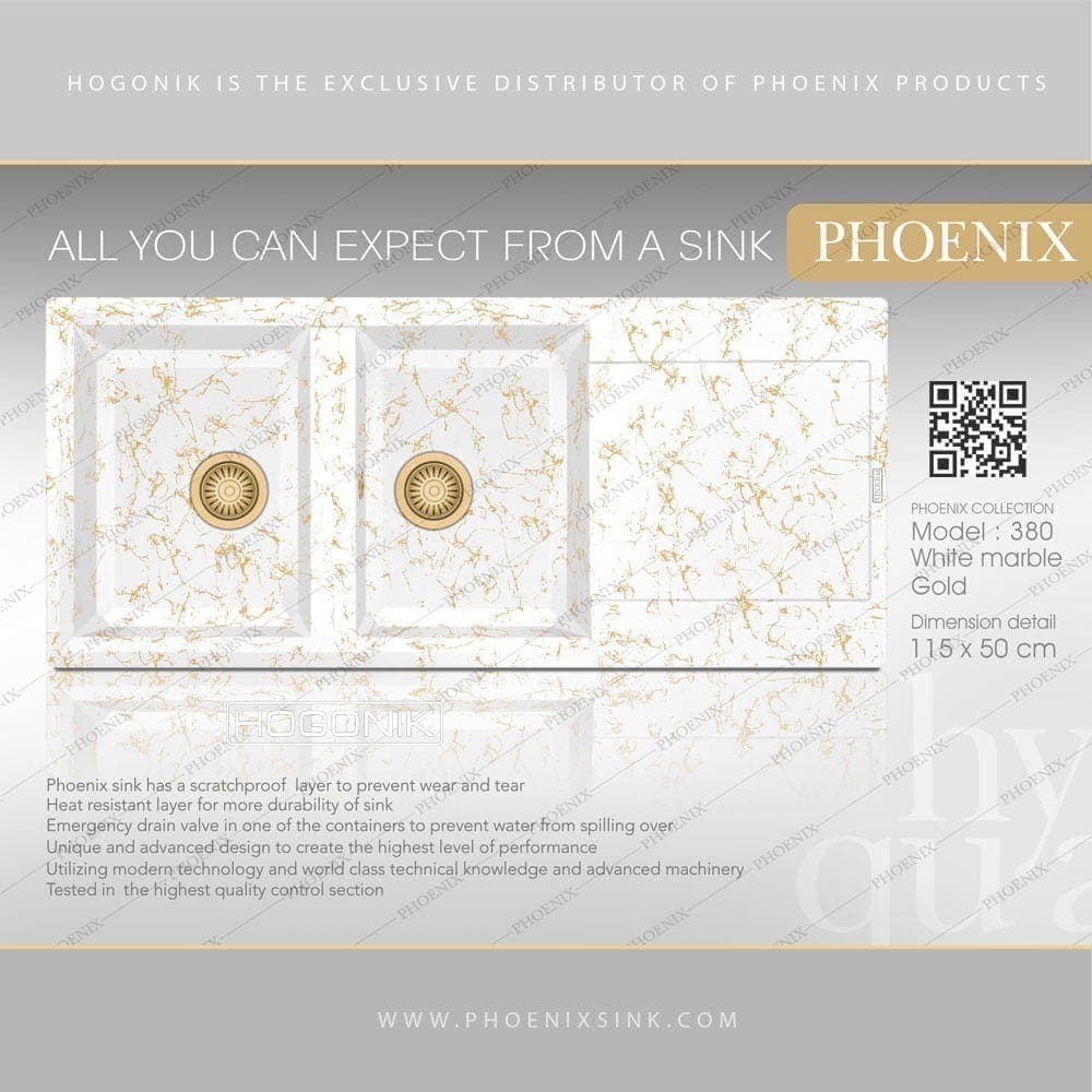 سینک گرانیتی فونیکس (PHOENIX) مدل 380 – دارای 14 رنگ — تصویر ۴