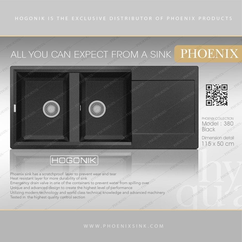 سینک گرانیتی فونیکس (PHOENIX) مدل 380 – دارای 14 رنگ — تصویر ۵