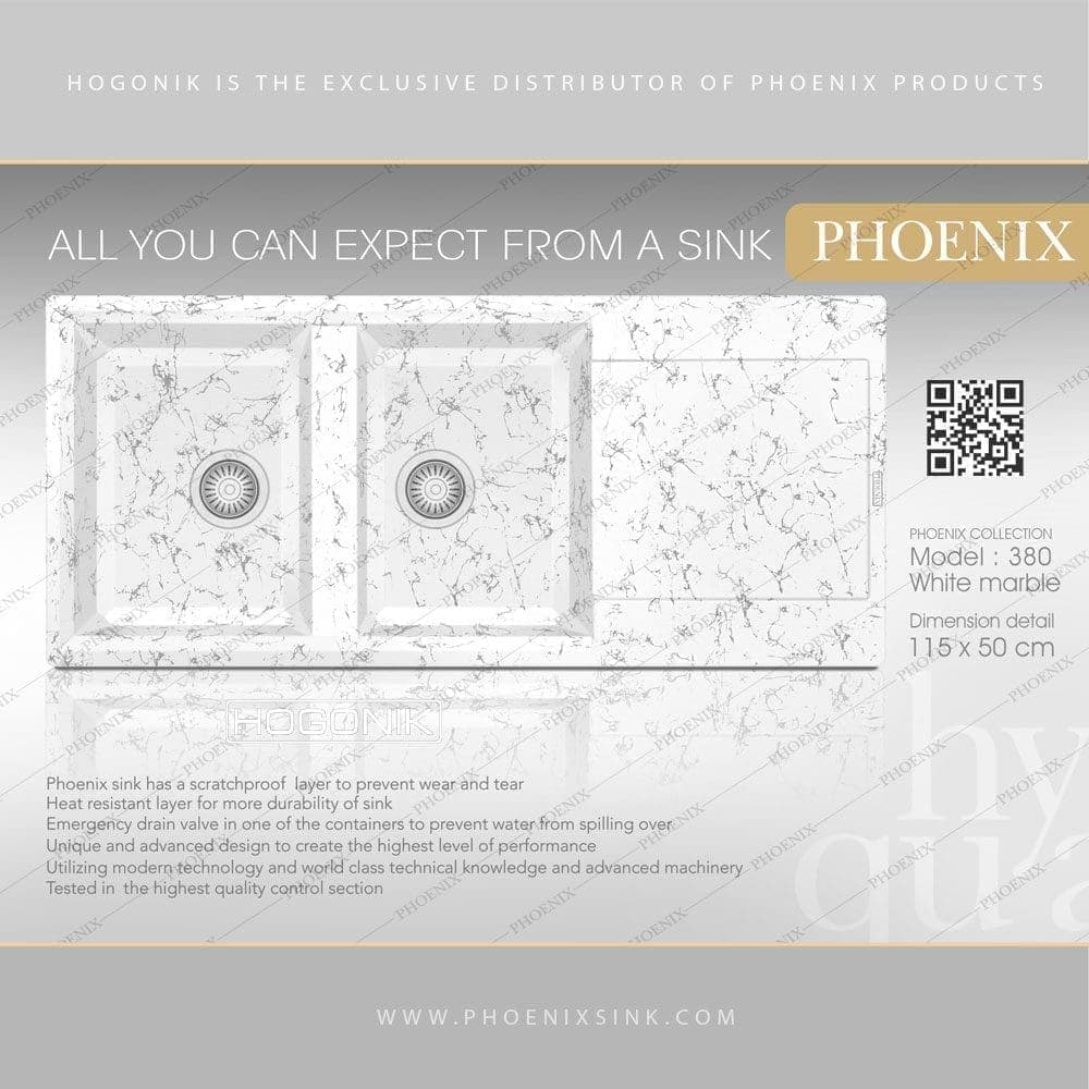 سینک گرانیتی فونیکس (PHOENIX) مدل 380 – دارای 14 رنگ — تصویر ۲