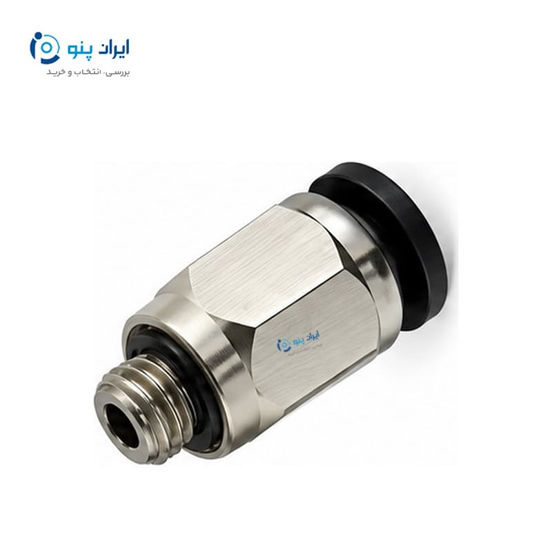 اتصال مستقیم مینیاتوری پنوماتیک رزوه M5 به شیلنگ ۶ میلی‌متر ایرسان Airsun مدل PC-MINI M5-6