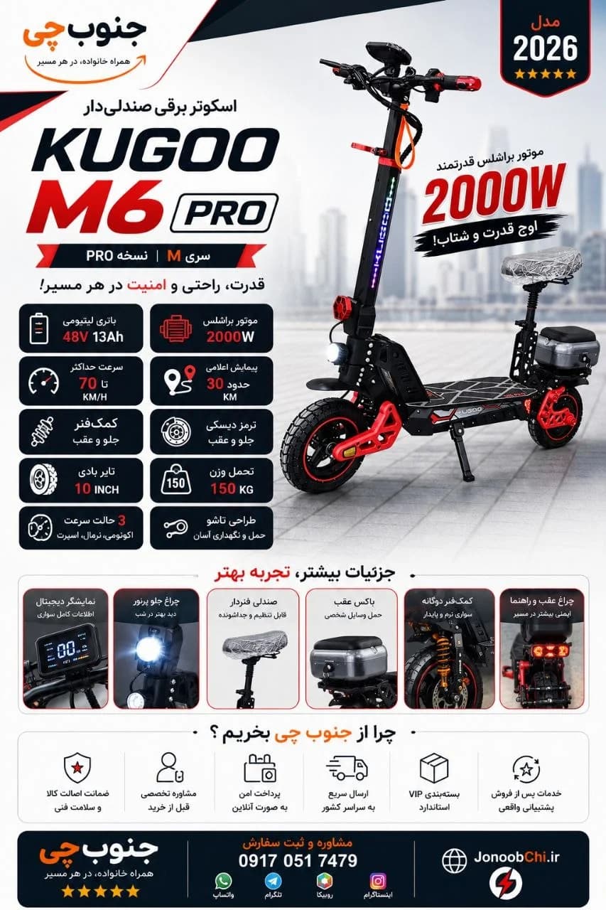 اسکوتر برقی کوگو M6 Pro — تصویر ۲