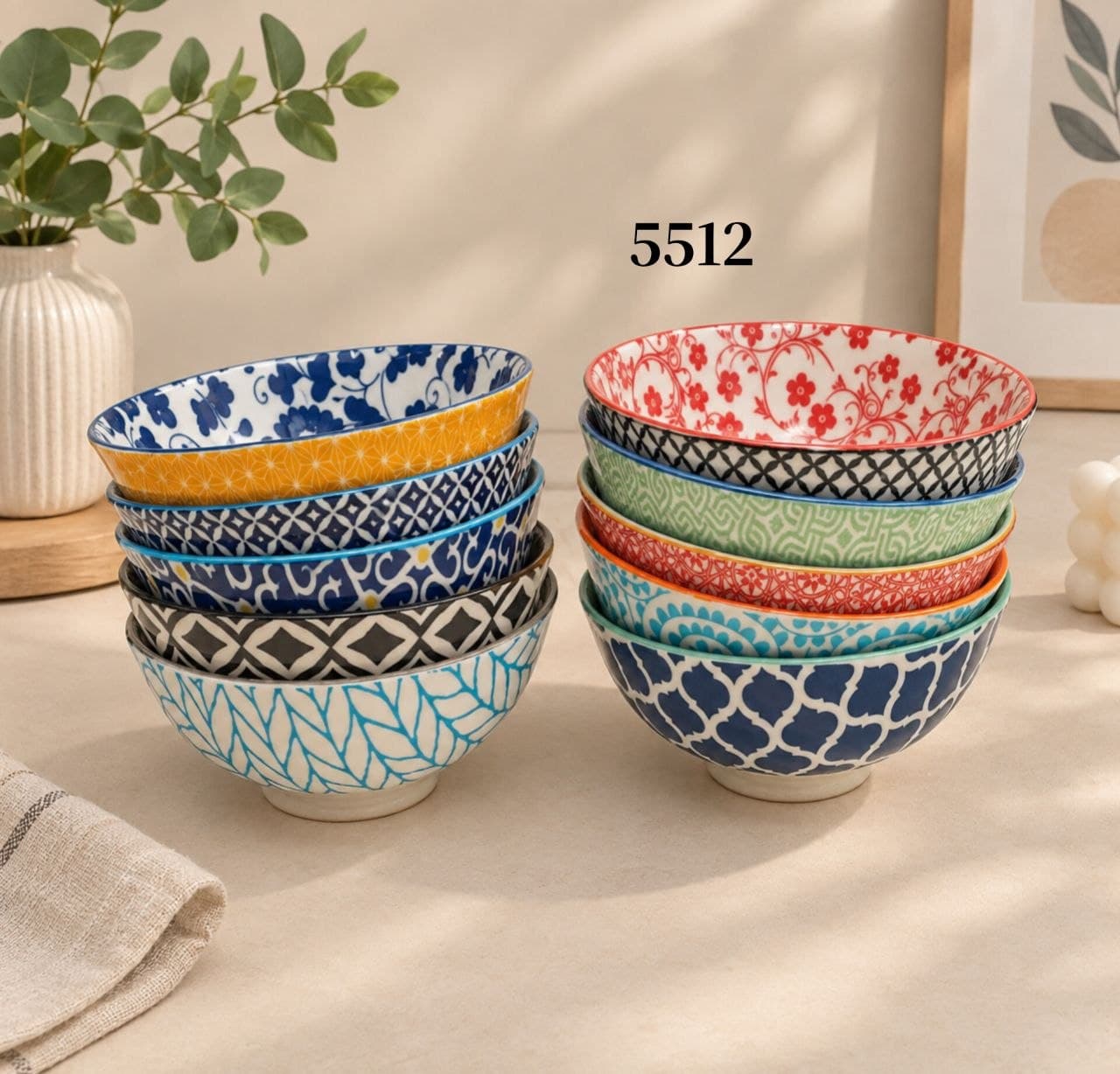 کاسه ماست‌خوری ۱۰ رنگی دنی هوم – مدل مراکشی بسته ۱۰ عددی | کد ۵۵۱۲ — تصویر ۲
